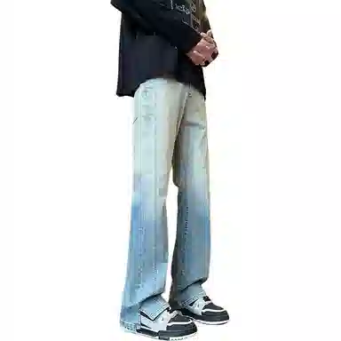 尘映 美式高街潮牌休闲宽松直筒牛仔裤 男女同款