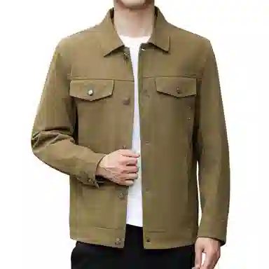 富铤 简约学院风长袖单排扣夹克外套 男款 卡其