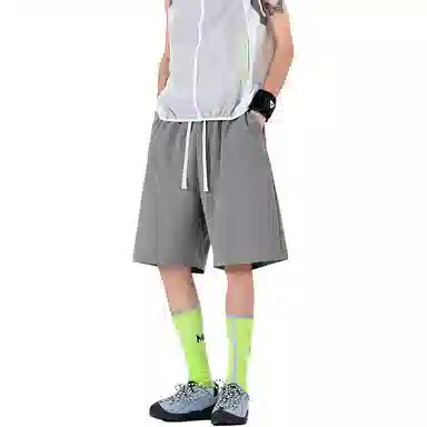 物质公式 美式复古高街纯色基础百搭透气速干冰丝宽松弹力训练健身舒适亲肤锻炼松紧五分过膝篮球裤 男女同款