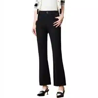 粉红玛琍 简约高腰修身休闲裤 女款 黑色