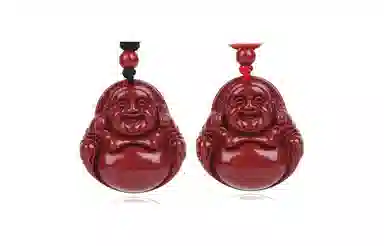 百利金 弥勒佛个性大气轻奢 国潮新中式复古锁骨链 再造辰砂朱砂 玉石项链 男女同款情侣款