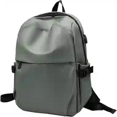 老人头 潮流简约高级感大容量百搭 织物 双肩包 常规 男款 黑色/灰色