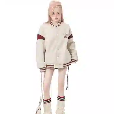 沐诚阳译  美式宽松拼接情侣外套女春秋款设计感小众飞行员夹克棒球服 男女同款