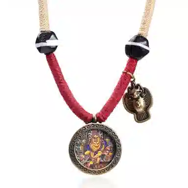 喃呢 藏式唐卡黄财神黑财神新中式都市文玩国风国潮旺福平安吉祥好运 合金 项链 男女同款情侣款