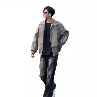 玉儿恋 美式痞帅复古翻领夹克外套 男款