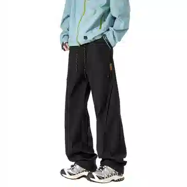 王者荣耀 美式高街拼接裤脚束带长裤宽松舒适透气户外徒步登山运动百搭时尚直筒休闲裤 标语款 男女同款