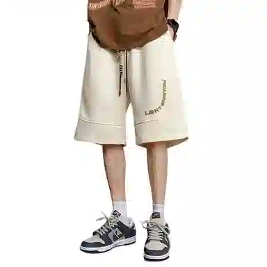 顶峰保罗 冰丝高街美式字母印花宽松大码百搭无性别主义篮球运动健身中裤弹力抽绳显高潮牌薄款休闲短裤 男女同款