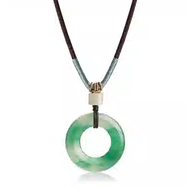 印象眸 平安扣 新中式独龙玉平安喜乐福气满满诸事顺利古风精致简约甜甜圈 礼盒包装#好运 非洲翠 项链 男女同款情侣款