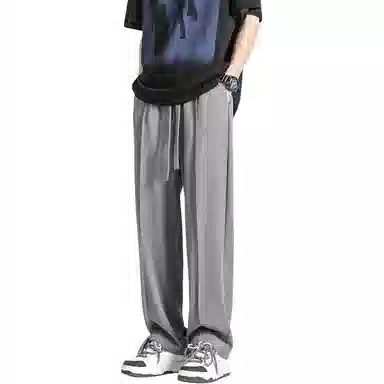 顶峰保罗 纯色质感薄款舒适直筒长裤复古潮牌宽松凉感小众简约百搭高级感显瘦运动阔腿 休闲裤 男女同款