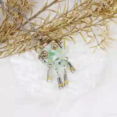 木小魔 小布鲁巴 手工制作成品机器人创意木制钥匙扣 树脂 项链 男女同款情侣款