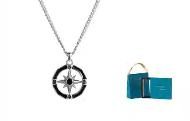 P&N Compass Star Titanium Necklace