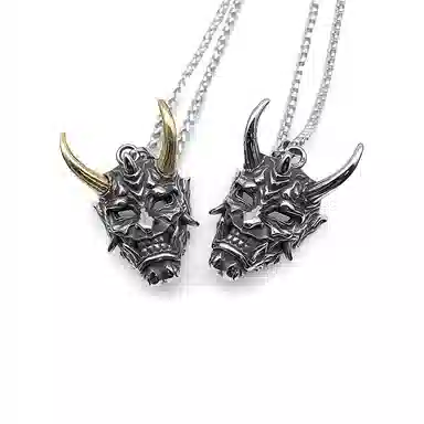 饰伴 金角般若 潮牌 个性潮流 日常设计 鬼怪面具万圣节 合金 项链 男款