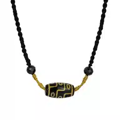 佐卡伊 牙黄九眼天珠 藏式新中式小众编织高级感设计感 招财纳福 九眼天珠 吉祥平安 玛瑙 项链 男女同款情侣款