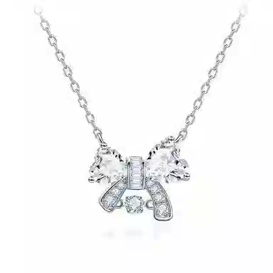 良碧 恋心灵动蝴蝶结闪耀灵动 田园风森系甜美冷淡风小众设计轻奢气质闪钻浪漫简约百搭精致学院风 锁骨链 合金 项链 女款