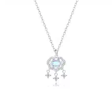 【S925银 锁住平安】 福韵金 锁星芒新中式国潮星星闪耀轻奢贵气精致优雅气质小众设计日常通勤百搭 琉璃 项链 女款