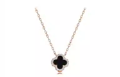 牧言 气质简约小众设计高级感 光面璀璨多色四叶草日常百搭锁骨链 合金 幸运草项链 女款