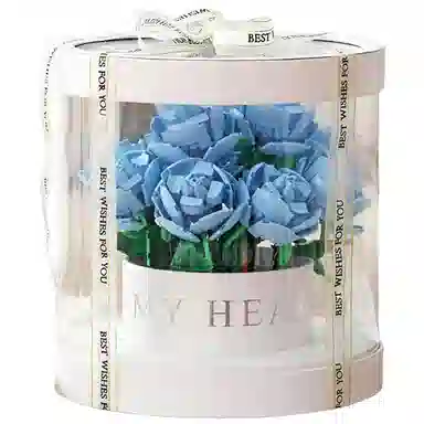 喜顽童 永生玫瑰花积木花束桶玩具 拼装模型