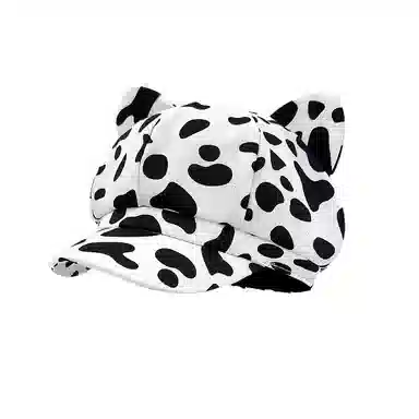 钓鱼熊 美式复古辣妹猫耳豹纹八角帽子春夏遮阳时尚个性百搭鸭舌帽 棉 贝雷帽 女款