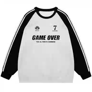 王者荣耀 鲁班七号款 美式街头复古拼色撞色插肩袖宽松柔软亲肤百搭潮流套头长袖卫衣 男女同款