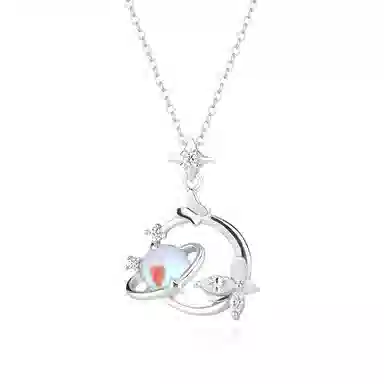 【S999银】 七好美银 梦幻星球 精致轻奢时尚优雅温柔浪漫小清新 简约小众高级感设计 日常约会通勤百搭锁骨链 琉璃 项链 女款