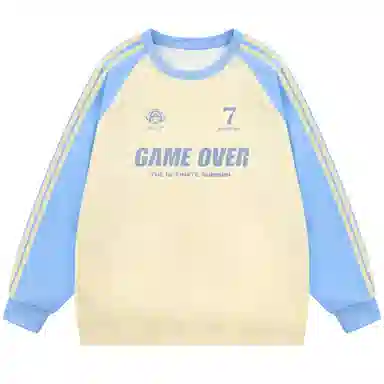 王者荣耀 鲁班七号款 美式街头复古拼色撞色插肩袖宽松柔软亲肤百搭潮流套头长袖卫衣 男女同款