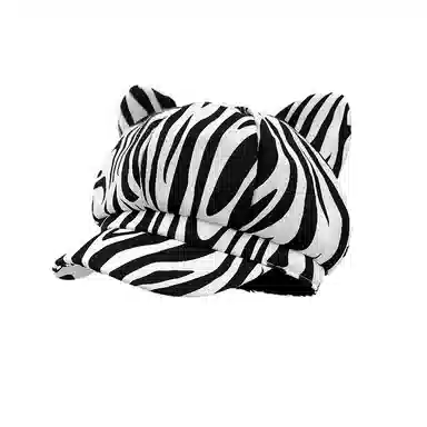 钓鱼熊 美式复古辣妹猫耳豹纹八角帽子春夏遮阳时尚个性百搭鸭舌帽 棉 贝雷帽 女款