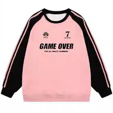 王者荣耀 鲁班七号款 美式街头复古拼色撞色插肩袖宽松柔软亲肤百搭潮流套头长袖卫衣 男女同款