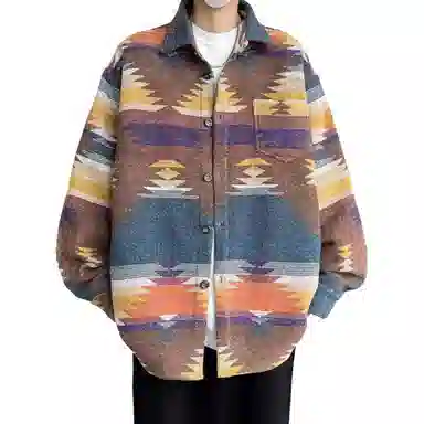 半空山 日系复古油画设计感单排扣慵懒休闲百搭舒适宽松学院风外套夹克 男女同款