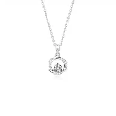 【 纯银999 福韵金 】六桂福珠宝 莫比乌斯花环吊坠镂空灵动甜美浪漫 轻奢精致闪耀圆环简约设计优雅日常百搭锁骨链 首饰 足银项链 女款