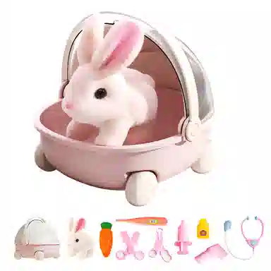 益米 电动毛绒玩偶兔子  仿小动物 会走会叫 玩具