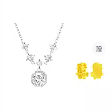 【999足银】 熊银匠 星空小方糖 璀璨闪耀 轻奢小众高级感甜蜜方糖吊坠 精致时尚锁骨链 气质优雅百搭 高含量足银 纯银项链 女款