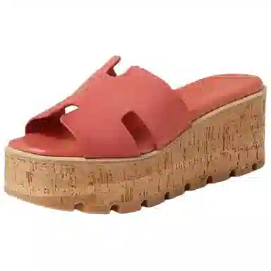 Hermes Eze Suede Slide Sandals Orange