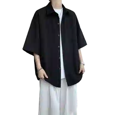 佑麟 冰丝短袖高级感痞帅肌理感夏季特大码半袖衬衫 男女同款