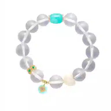 金杰福 夏日晴空爱心猛犸气质百搭#好运天然 白水晶 手串 女款