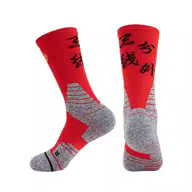 轻迎 三分线高帮跑步运动实战训练长专业精英毛巾底加厚中筒袜子篮球袜 男女同款
