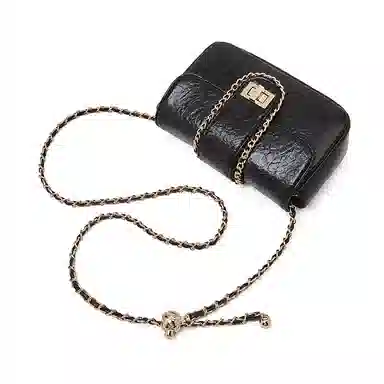 老人头 经典时尚通勤简约高级感休闲百搭链条包  合成革 斜挎包 常规 女款 黑色/白色