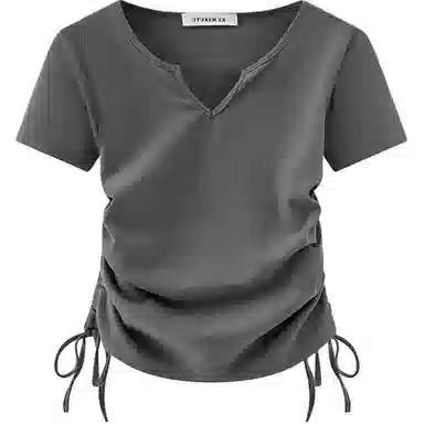 THREE V-Neck Drawstring T-Shirt