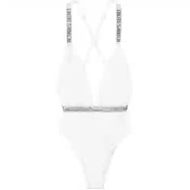 Victoria's Secret Shine Plunge One-Piece SwimsuitWhite