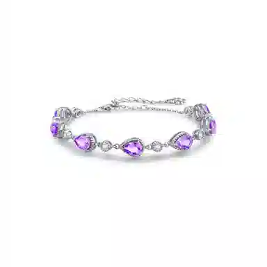 法思梵 复古水滴彩色手饰 浪漫海洋之心 轻奢优雅 灵动闪耀#好运天然 紫水晶 手链 女款