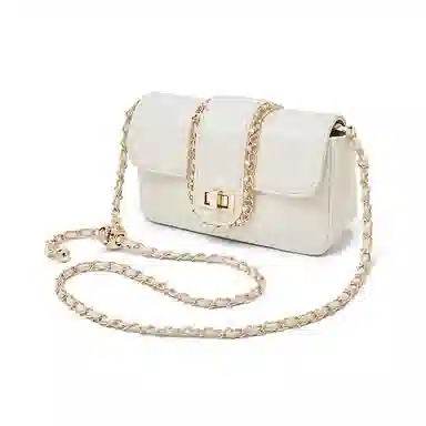 老人头 经典时尚通勤简约高级感休闲百搭链条包  合成革 斜挎包 常规 女款 黑色/白色