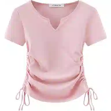 THREE V-Neck Drawstring T-Shirt