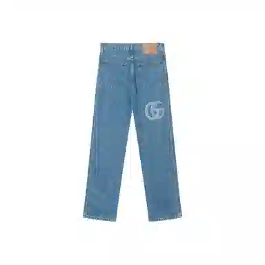 Gucci Logo Mid-Rise Slim Jeans Blue
