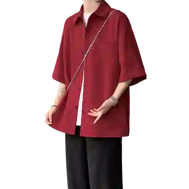 佑麟 冰丝短袖高级感痞帅肌理感夏季特大码半袖衬衫 男女同款