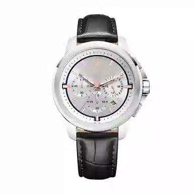 Maserati Quartz Silver Dial Leather Strap