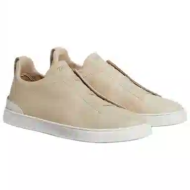 Zegna Triple Stitch Low Top Sneakers Light Beige