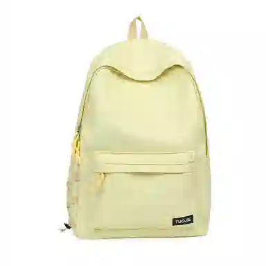 單倉 日韩系纯色简约设计轻便耐磨舒适背包初高中学生大容量通勤百搭书包 斜纹布 双肩包 常规 男女同款情侣款 黄色/绿色/蓝色/黑色