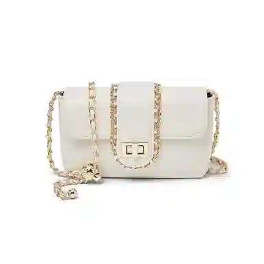 老人头 经典时尚通勤简约高级感休闲百搭链条包  合成革 斜挎包 常规 女款 黑色/白色