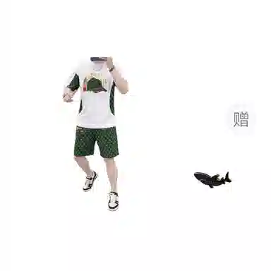 大白鲨 宽松大码拼接无袖休闲运动套装 男款