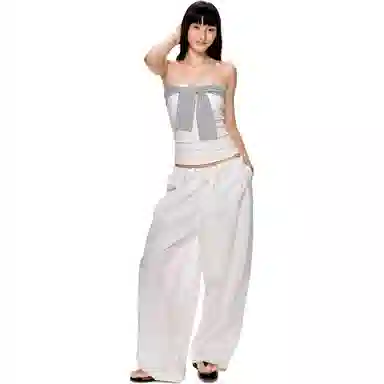 苏九儿 复古露背条纹绑带拼接设计感抹胸 女款