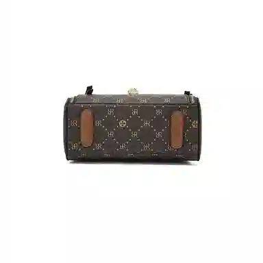 老人头 时尚高级感小众设计时髦优雅气质通勤 合成革 单肩斜挎手提包 女款 咖啡色/米白色